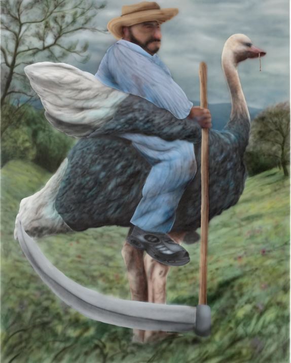 Ostrich
Martin Kacmarek

Sold
﻿150 x 190 cm, acrylic and airbrush on canvas, 2022